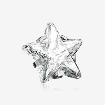 Implant Grade Titanium Internally Threaded Prong Set Star Gem Part-Clear Gem